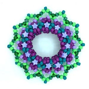 💜💚Prpl/Green Star Kandi Cuff